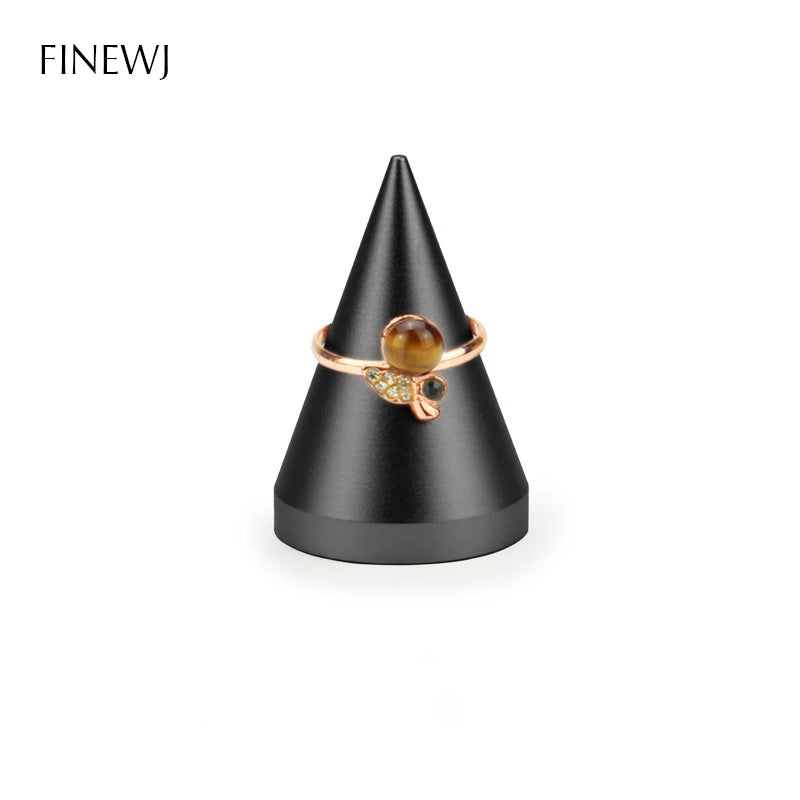 présentoir bijoux anneaux or noir argent métal moderne élégant support rangement durable conique fixe