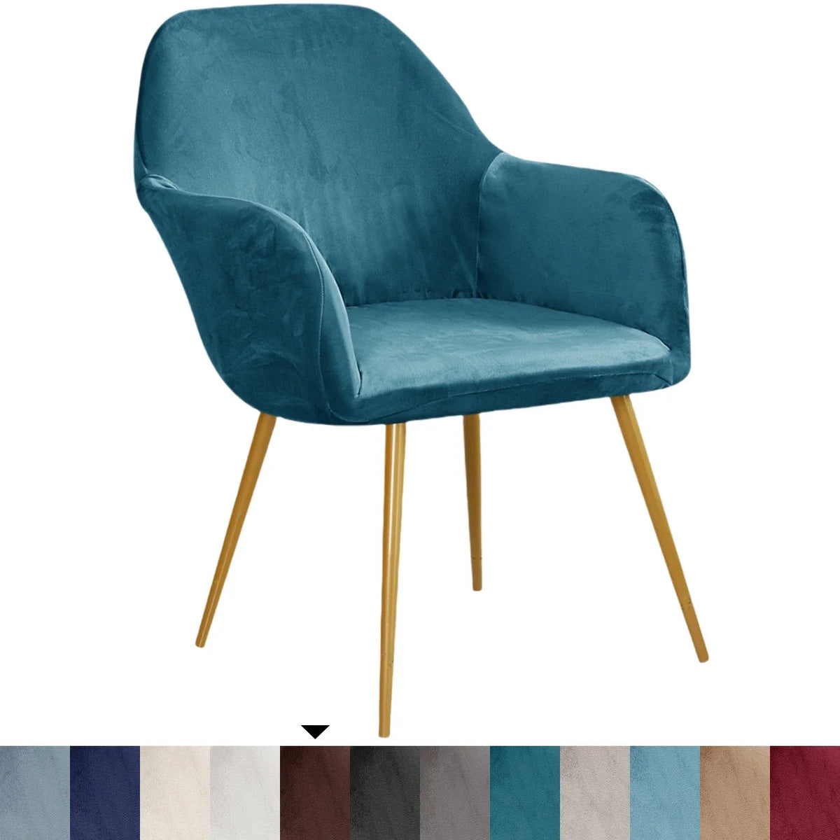 fauteuil moderne velours marron protection chaise accueil mariage banquet élastique mousse roulettes