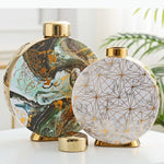 vase moderne élégant marbré couvercle doré multifonction fleur décoration intérieure blanc doré