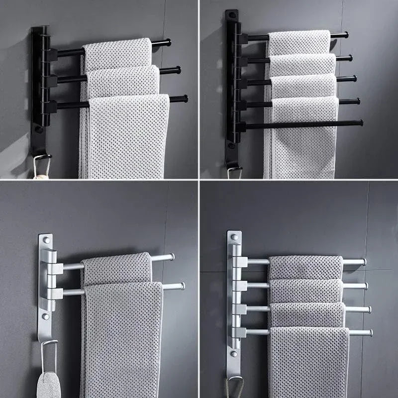 porte serviettes mural argenté noir moderne fixations vis utilisation multiple salle bain