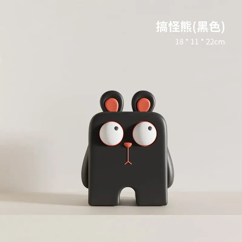 figurines animaux résine noir rouge blanc modernes cartoon yeux grands oreilles courtes ornement entrée