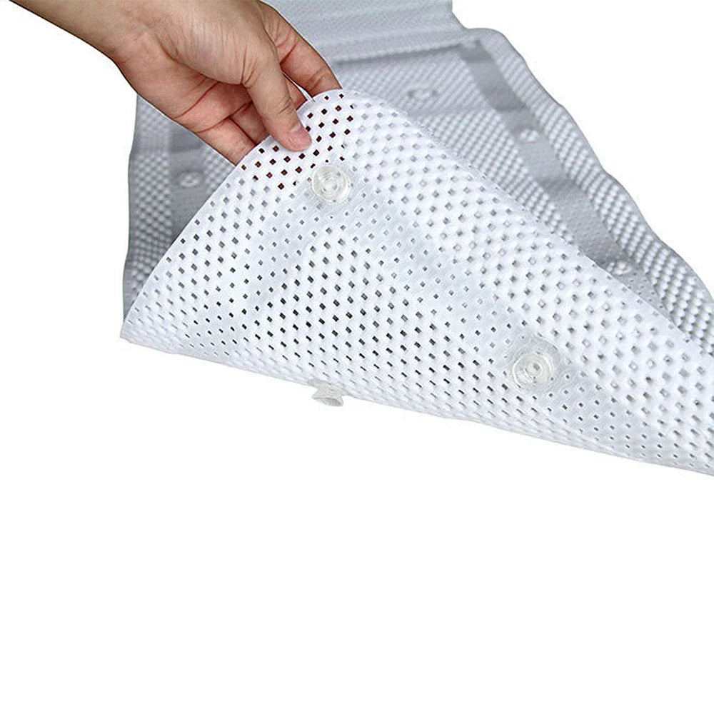 tapis bain antidérapant ventouses alvéolées motif quadrillé moderne blanc gris sécurité douche