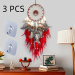 attrape rêves boho chic plumes multicolore bleu rouge gris orange salon chambre