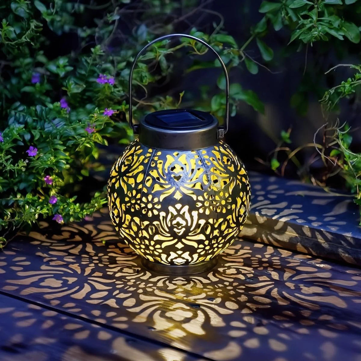 lanterne solaire bronze oiseaux volants ampoules led interrupteur on off énergie solaire résistante intempéries