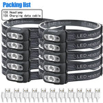 lampe frontale led noire texturée moderne rechargeable clip hiking camping búsqueda