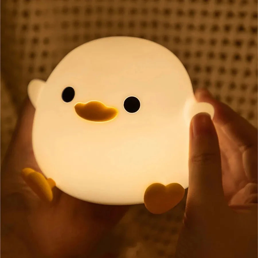 veilleuse animale rechargeable canard led tactile chambre enfants décoration festive blanc orange