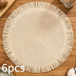 tapis table rustique boho chic spirale tissu franges beige rose bleu marine