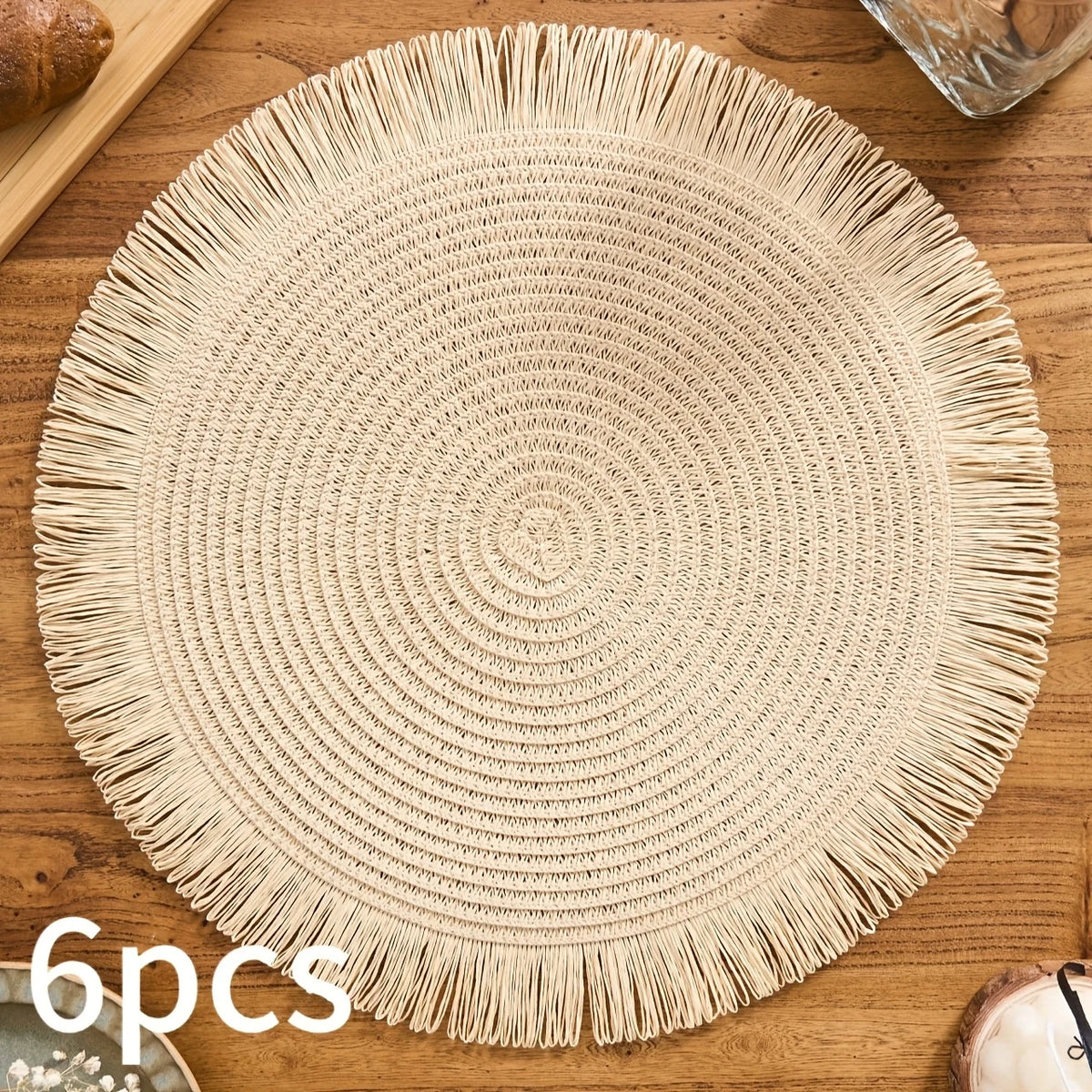 tapis table rustique boho chic spirale tissu franges beige rose bleu marine