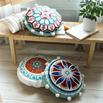 taies d'oreiller rondes géométriques coton polyester pompons blancs ethnique bohocoration intérieure hôtelière hôpitalisée