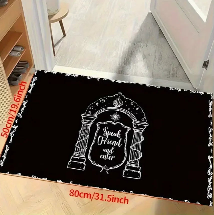 tapis d'entrée arche moria gate speak friend noir beige antidérapant résistant extérieurintérieur 40x60cm