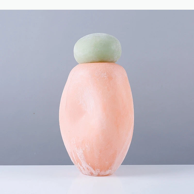 vase moderne sculpture abstraite orange jaune lilas vert texturé minimaliste