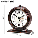 horloge table classique quartz aiguille brun foncé cadre bois chiffres romains transparent verre vintage