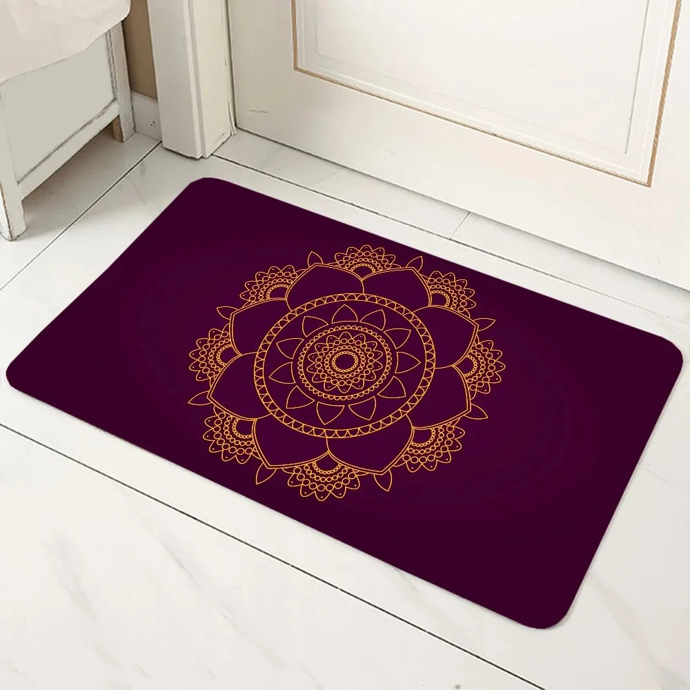 tapis sol mandala géométrique boho noir bleu vert rouge jaune or