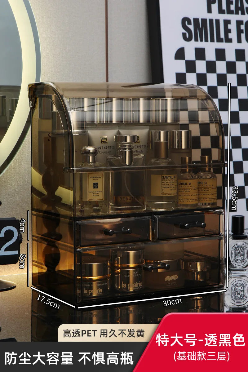 boîte rangement cosmétique noir rayures verticales moderne réutilisable plastique