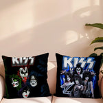 coussin carré motif kiss polyester pop rock noir imprimé dobbys décoratif 40x40cm 45x45cm 50x50cm