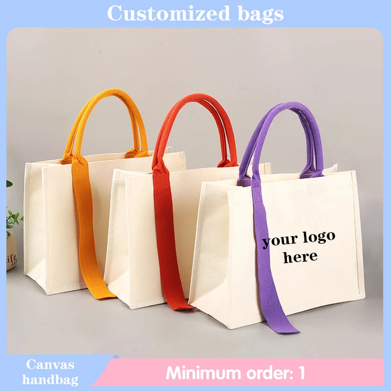 sac main toile blanc orange rouge violet rose moderne pratique sans fermeture éclair poignées