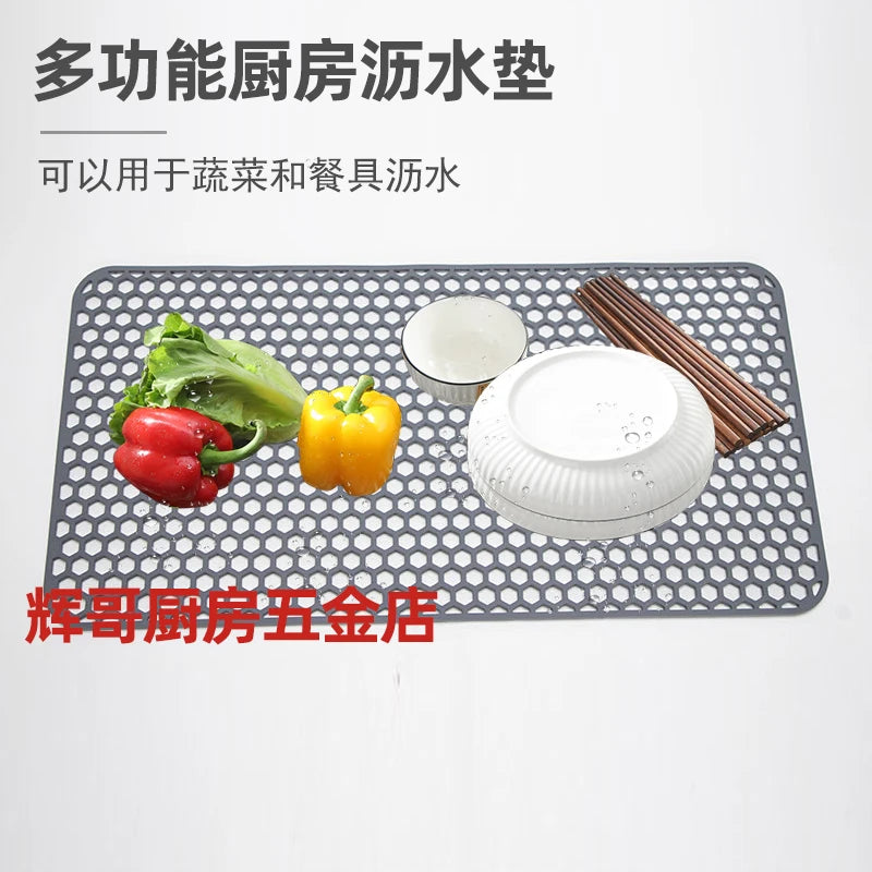 tapis cuisine silicone gris moderne perforé protection évier 72x39.5cmversiblelavabo