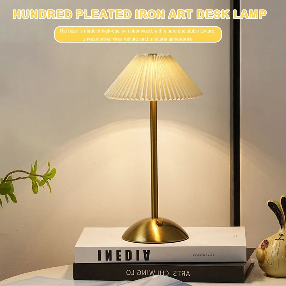 lampe table plissée or noir rose gris moderne rechargeable via usb chambre salon