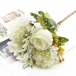 bouquet fleurs artificielles roses marguerites décoration mariage anniversaire extérieur maison vases blanc violet rouge