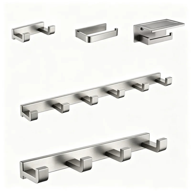 accessoires salle bain porte savon serviette moderne argenté inoxydable brossé minimaliste fixations