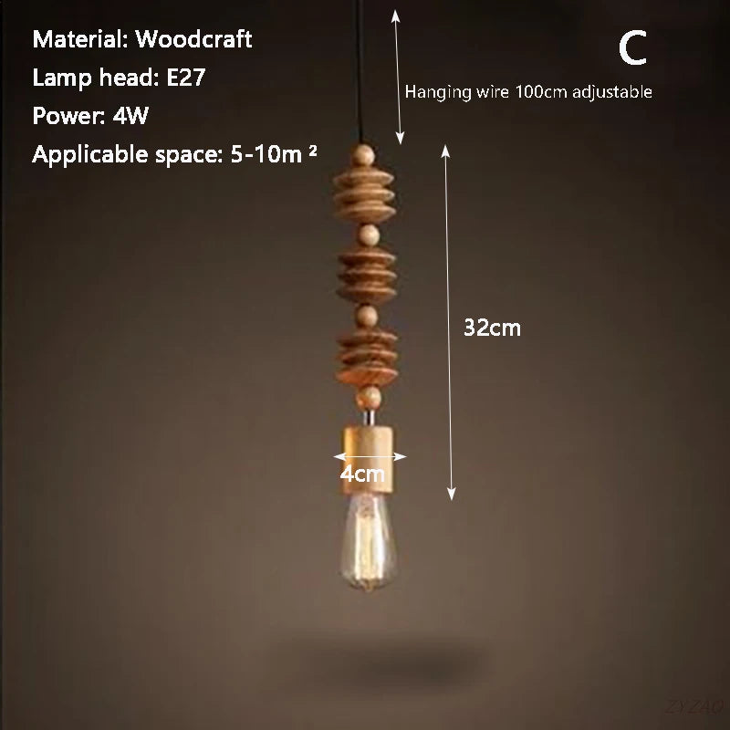 Suspension lumineuse bois géométriques naturel moderne salon restaurant chambre principal