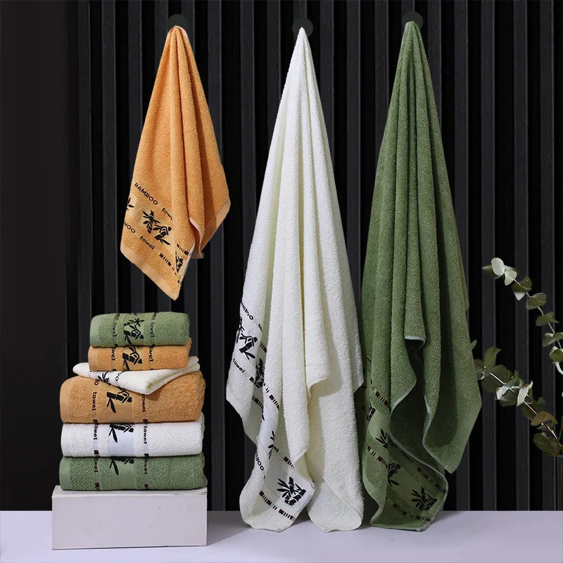 serviettes bambou vert blanc absorbantes douces moderne toilette