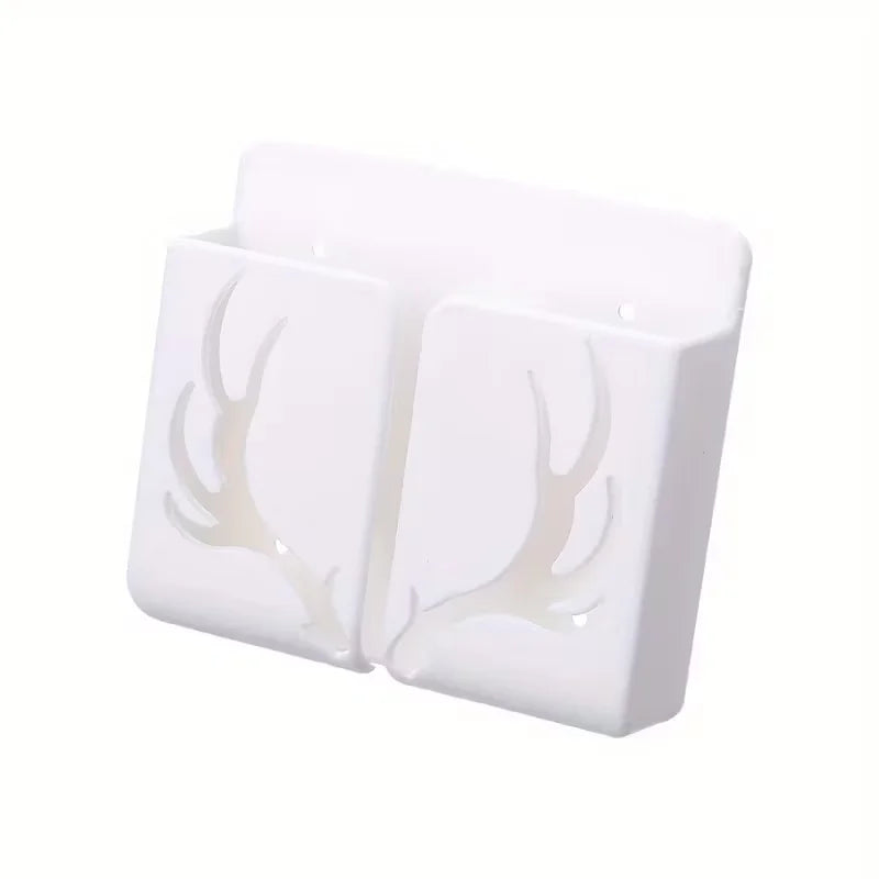 support mural adhésif antlers moderne blanc noir rose bleu vert câbles lunettes télécommande prise