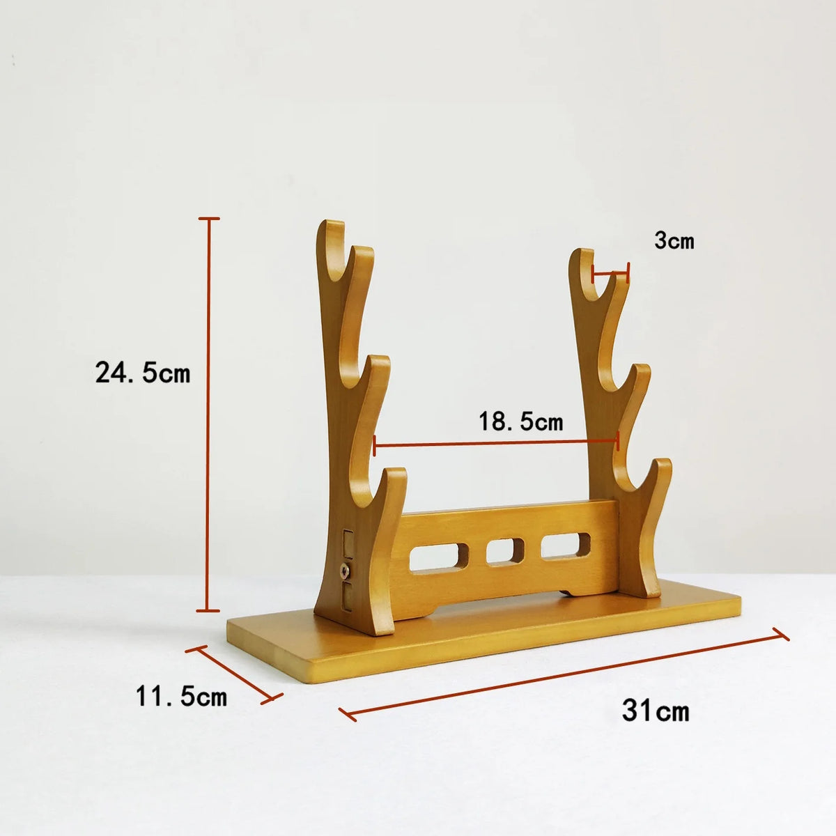 support épées bois moderne minimaliste noir brun clair katana sabres rack display salon