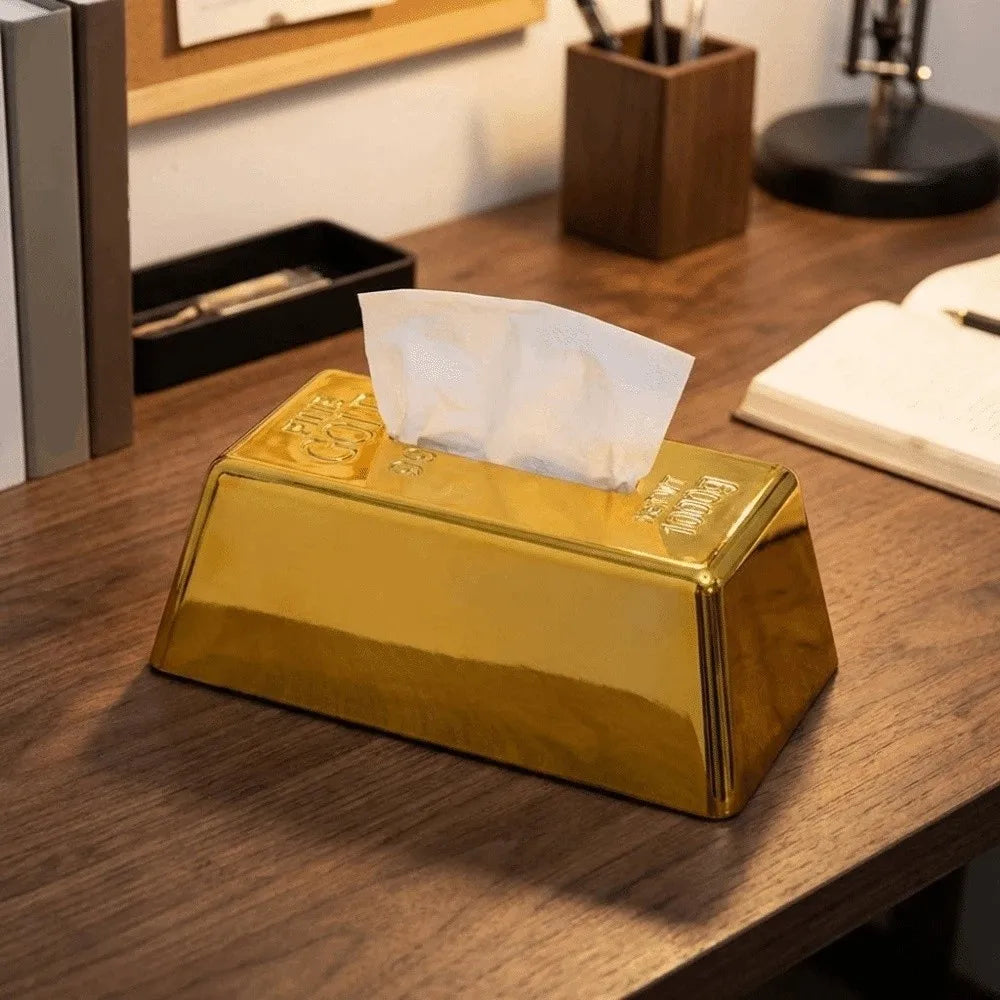 boîte mouchoirs or brillant moderne imprimé fine gold 9999 net 1000g