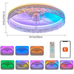 ventilateur led intelligent rvb vitesses ciel étoilé moderne cristal translucent télécommande