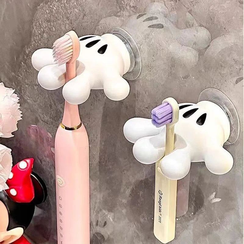 support mural décoratif main mickey blanc ventouse brosses dents chargeurs accessoires bain