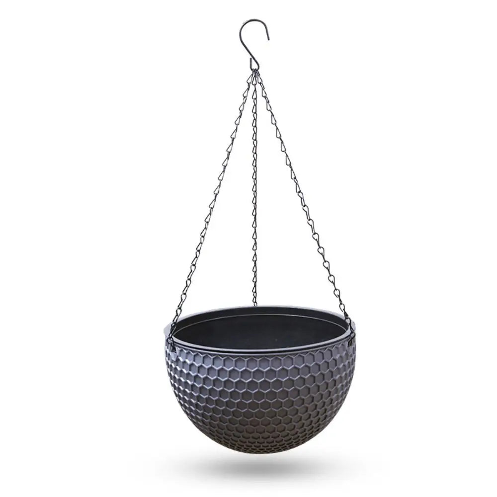 cache pot suspendu moderne hexagonal noir blanc orange gris chaîne métallique