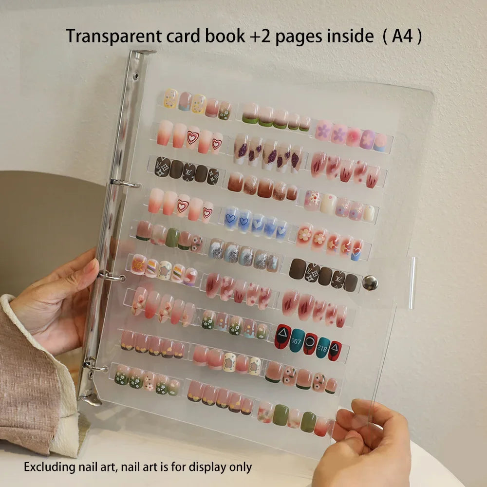 présentoir moderne faux ongles divers couleurs motifs boîtes rangement transparentes autocollants