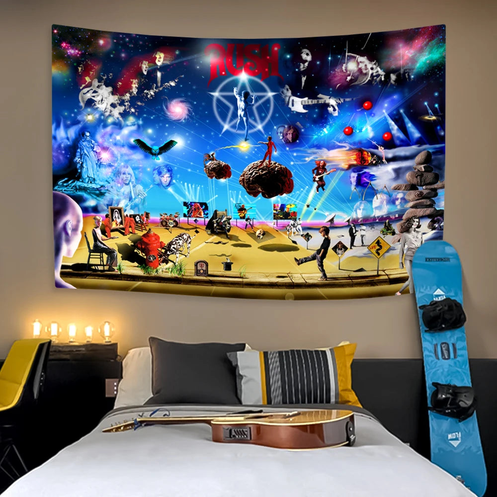 tapisserie murale rock musique bande rush décoration chambre poster tissu décoratif pop art