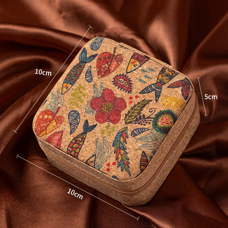 boîte bijoux vintage portable motifs floraux couleurs multiples rangement colliers boucles d'oreilles bracelets