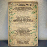 plaque decorative murale religieuse vintage salmo 91 feuillage stylise beige argenté