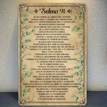 plaque decorative murale religieuse vintage salmo 91 feuillage stylise beige argenté