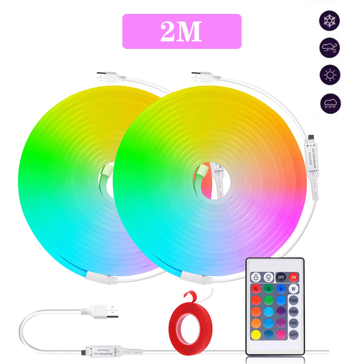 ruban led néon bleu rose blanc vert moderne télécommande usb adhésif décoration extérieure jardin