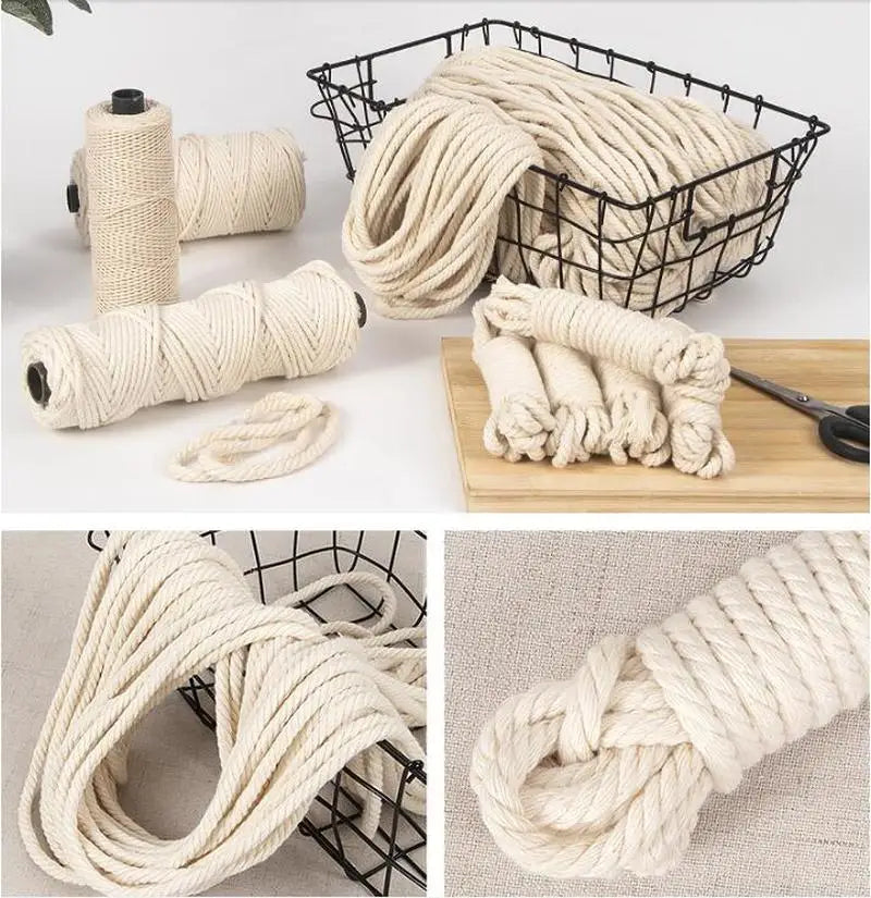 corde macramé coton beige clair spirale traditionnelle 4mm 5mm 6mm 50m 100m sacs vêtements