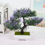 petit bonsaï artificiel plante pot blanc décoratif maison jardin fleurs roses vertes