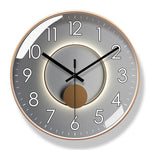 horloge murale moderne cadre doré motif planètes luxe silencieuse décoration salon intérieur gris