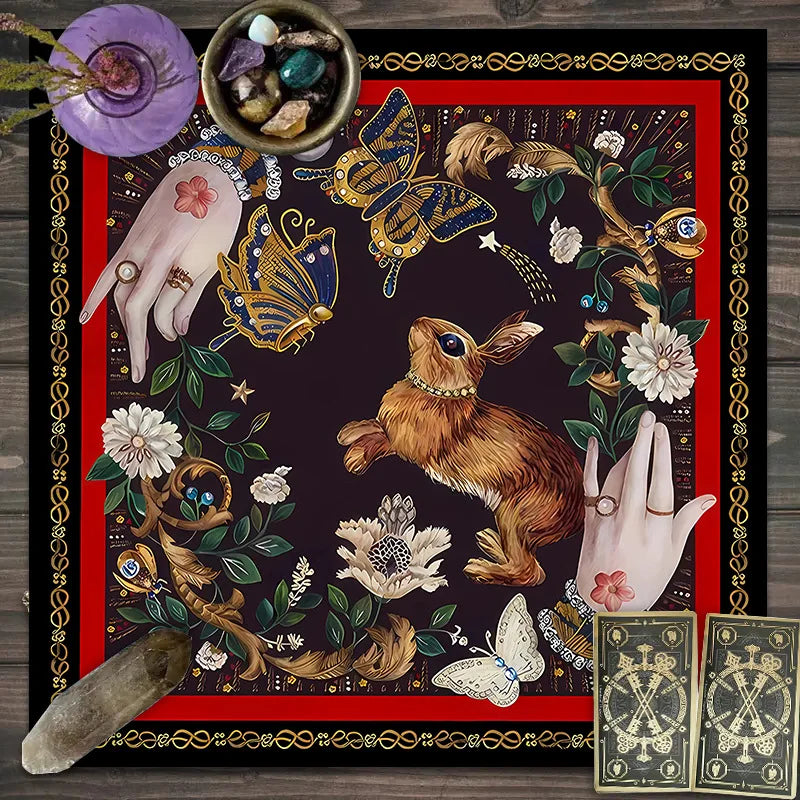 tapis décoratif arbre vie étoiles mystiques tarot printemps été noir bleu violet rose doré