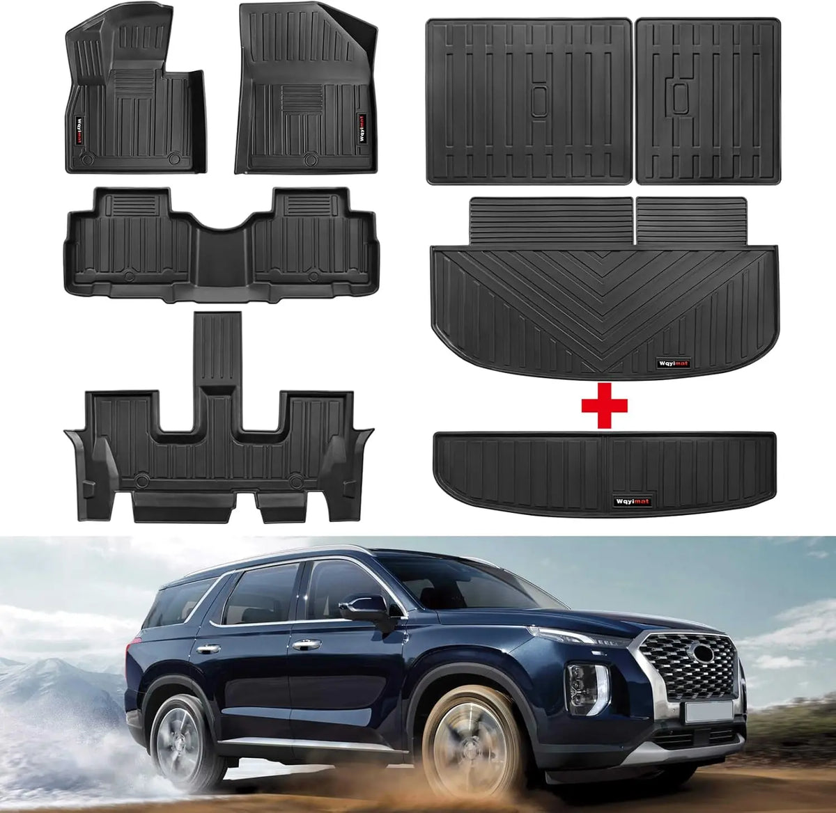 tapis sol hyundai palisade 2020 2025 noir texture rugueuse moderne tapis conducteur passager deuxième