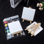 tableaux miniatures peinture huile fleurs blanches toile pré dessinée outils peinture palette pinceaux boite