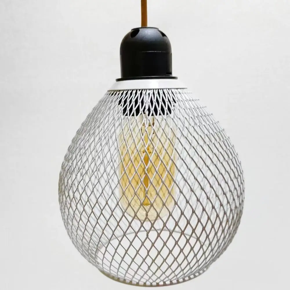 lampe suspendue moderne fer maille géométrique blanc noir doré opaques
