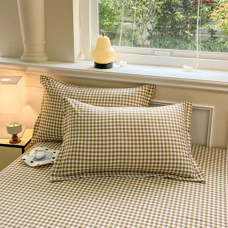 taies d'oreiller classiques carreaux blancs vert olive rose jaune non toxiques environnement polyester haute