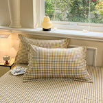 taies d'oreiller classiques carreaux blancs vert olive rose jaune non toxiques environnement polyester haute