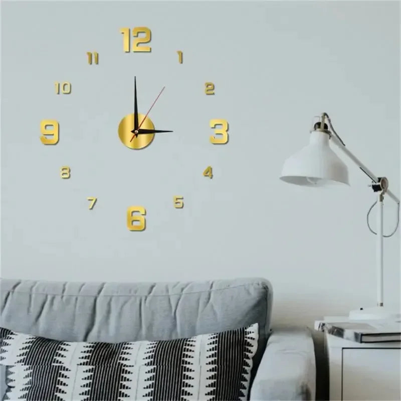 horloge murale moderne acrylique numérique aiguille relief minimaliste salon décoration quartz autocollant
