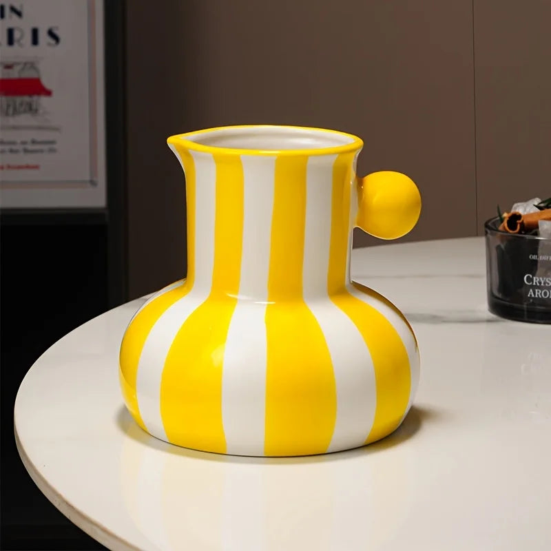 vase céramique rayé moderne décoration intérieure vert rouge bleu jaune noir