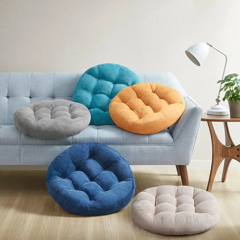 coussin rond velours couleur bleu turquoise jaune gris moderne confortable